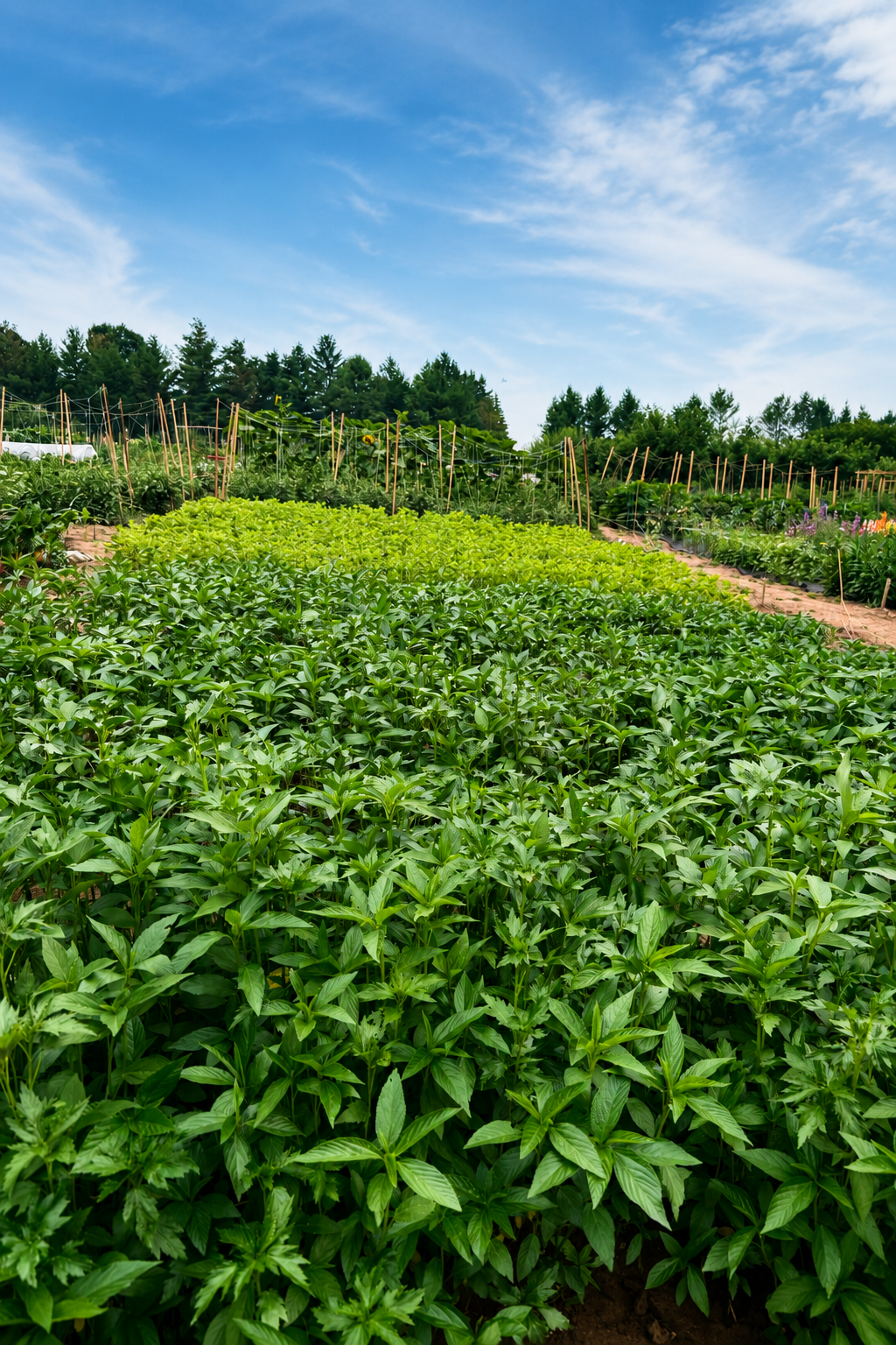 Lush Callaloo and Jute Mallow Beds in Full Bloom