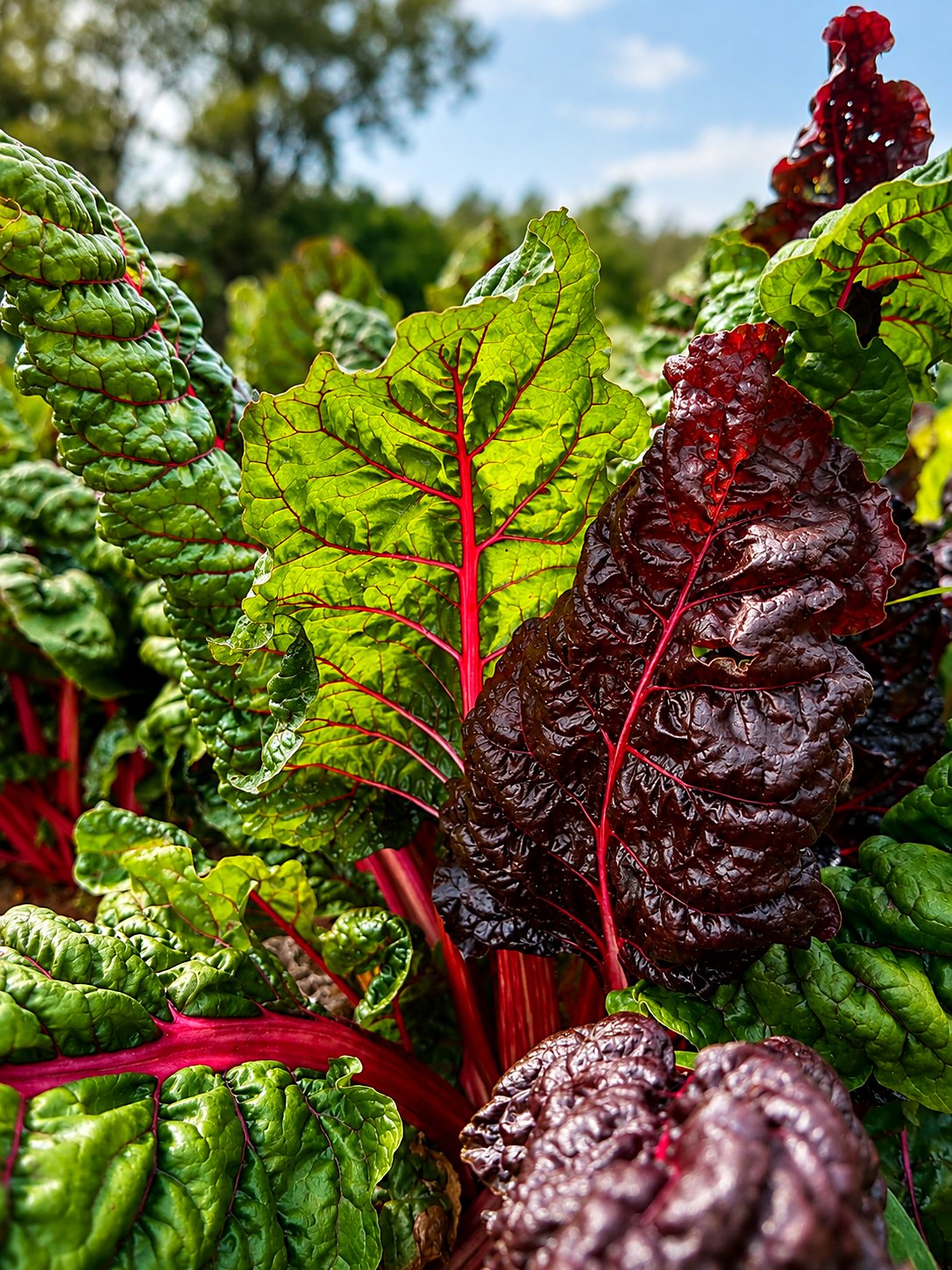 Rainbow chard, backlit